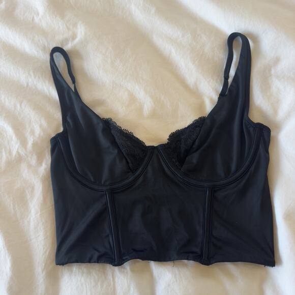 Abercrombie & Fitch Tops - Abercrombie & Fitch Lace Satin Balconette Corset Top Size S Black